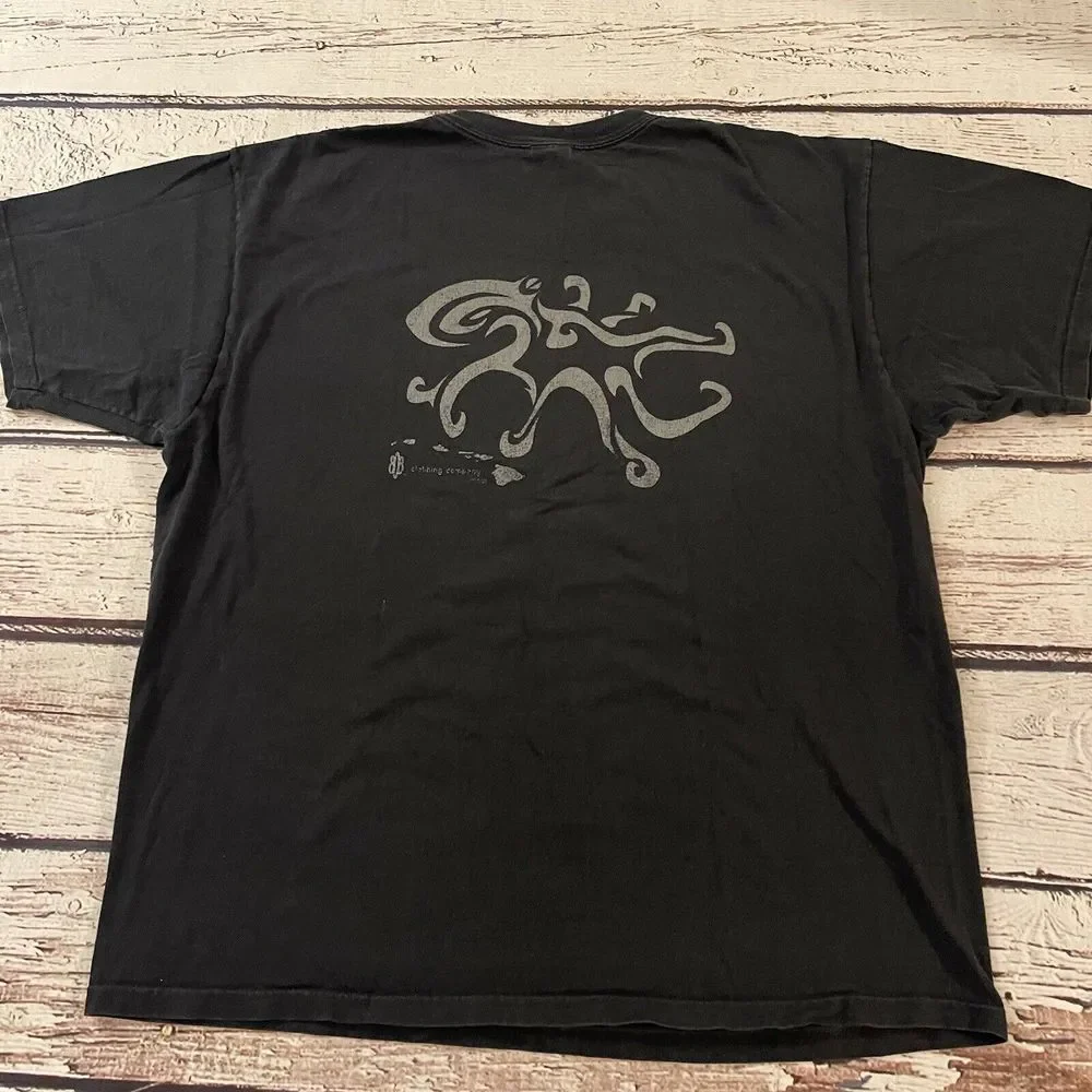 VINTAGE Y2K B&B Shirt Mens XL Black Graphic Tribal Print Hawaii‎ Faded